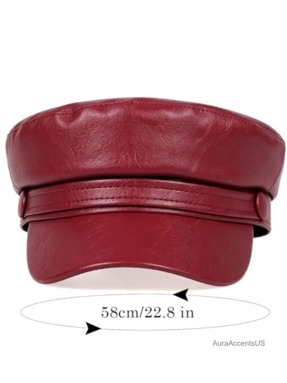 PU Leather Newsboy Cap Vintage Military Flat Top Beret Hat Women